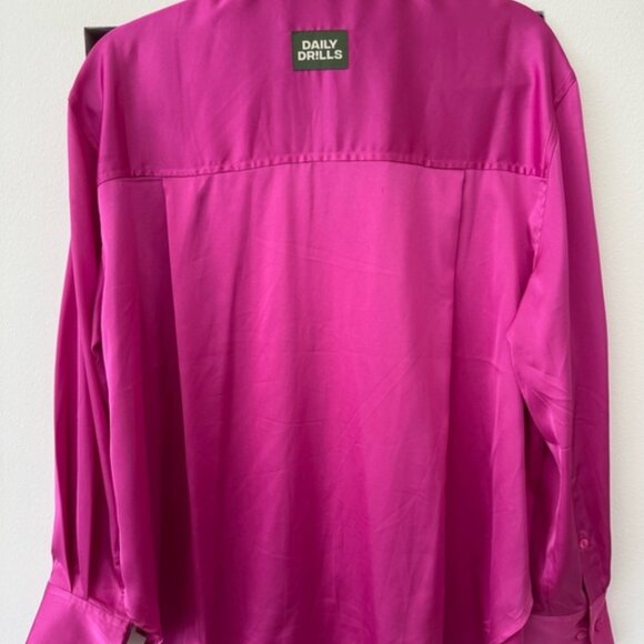 Daily Drills Pink Silky Button Down - NWOT - Picture 5 of 5